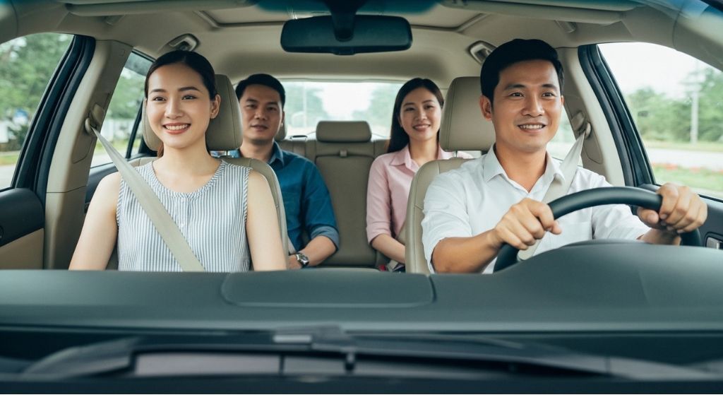 Hinh anh thuc te xe ghep Ha Noi di Cam Pha voi xe gia dinh doi moi 4–7 cho dam bao hanh trinh rieng tu va thoai mai